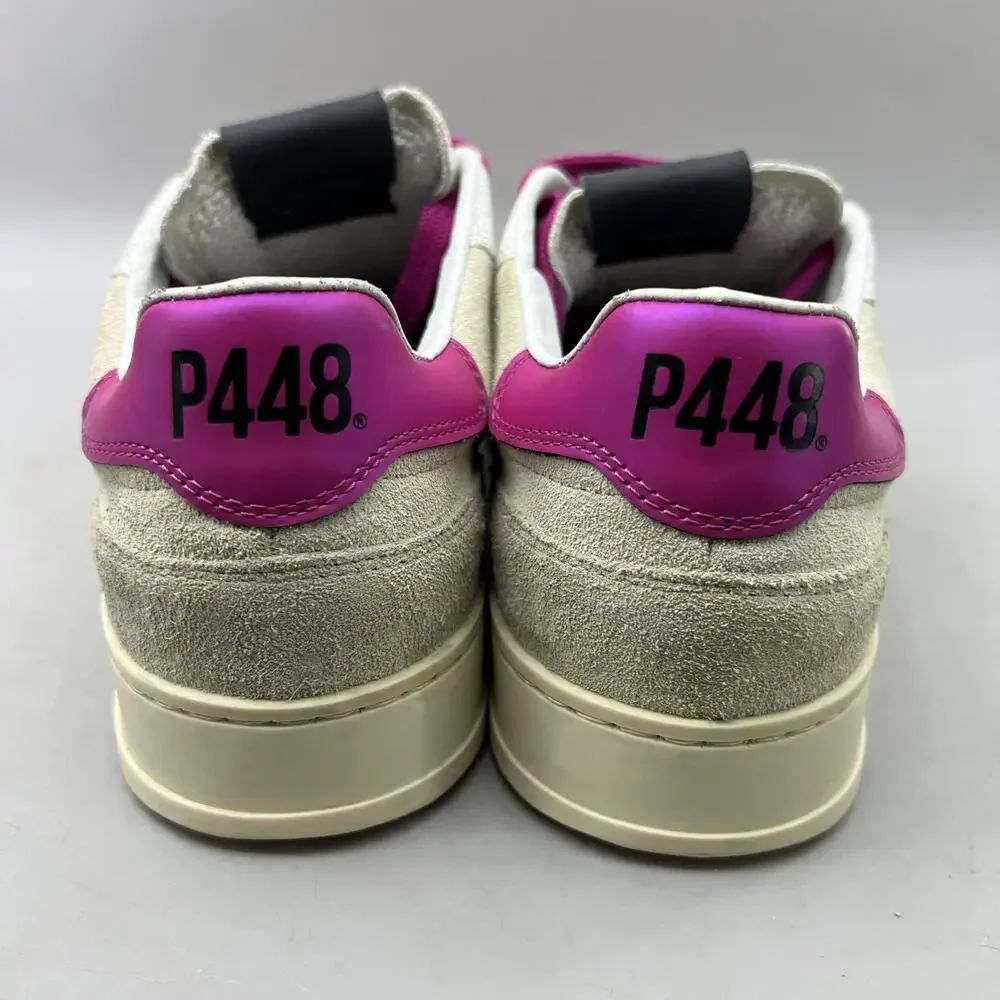 P448 Bali Suede Low Top Casual Shoes Women Size 7.5 Beige Pink Comfort Sneakers
